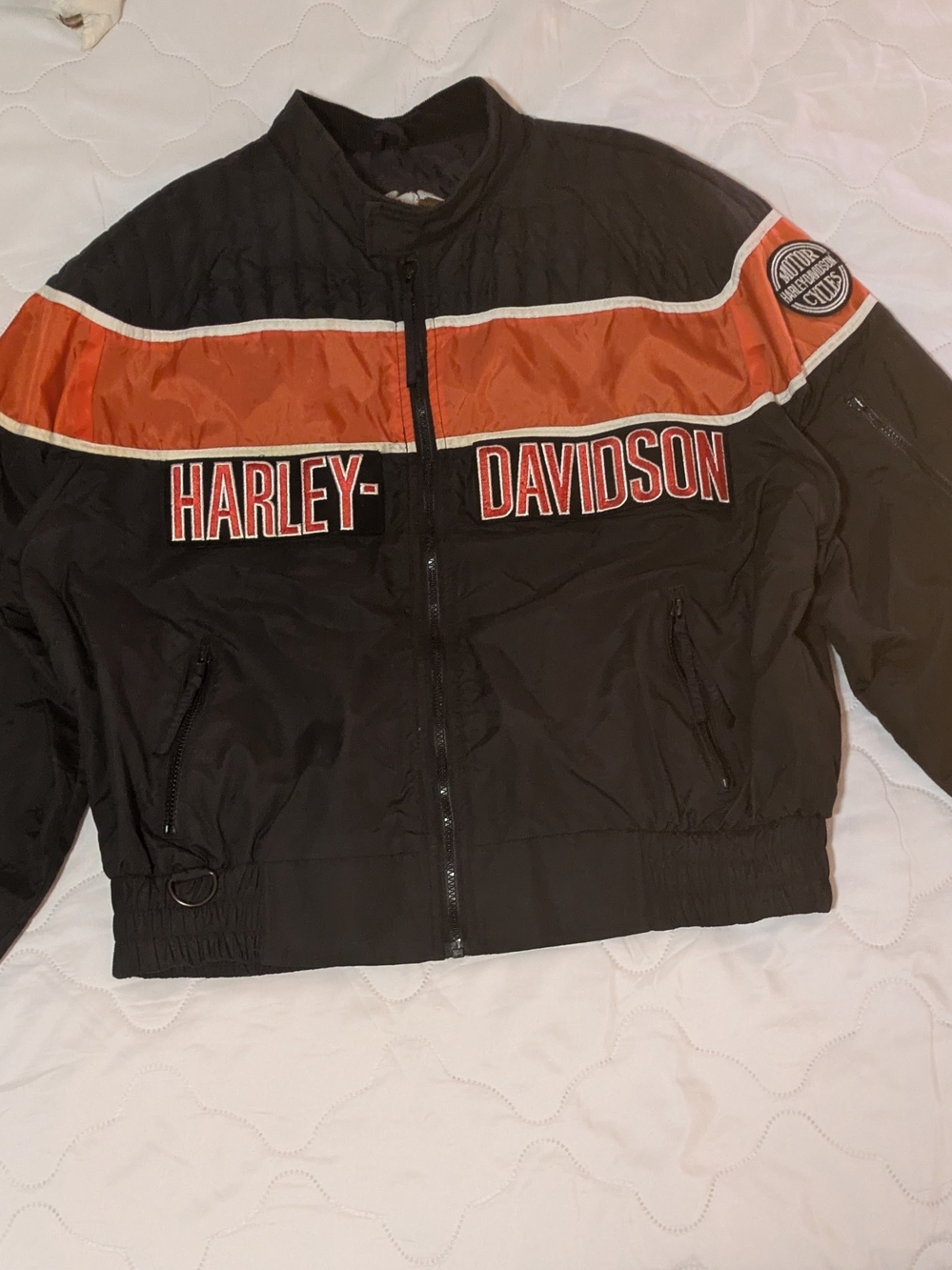 Harley-Davidson Black and Orange Jacket Womens XXL - Men L
